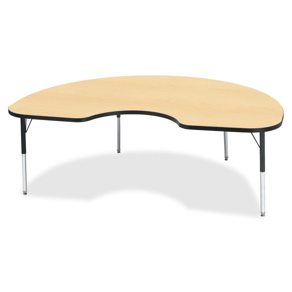 Jonti-Craft Berries Elementary Height Color Top Kidney Table - Laminated Kidney-shaped, Maple Top - Four Leg Base - 4 Legs - Adjustable Height - 15" to 24" Adjustment - 72" Table Top Length x 48" Tabl