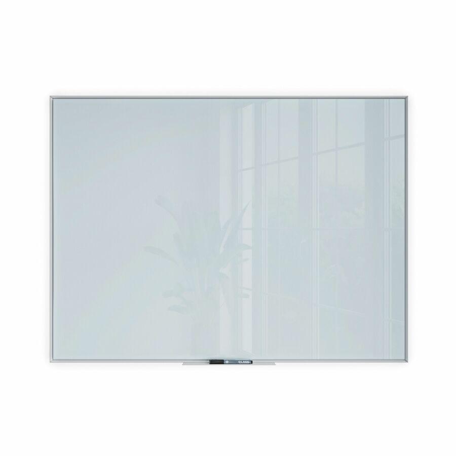 U Brands Frosted Glass Dry Erase Board - 35" (2.9 ft) Width x 47" (3.9 ft) Height - Frosted White Tempered Glass Surface - White Aluminum Frame - Rectangle - Horizontal/Vertical - 1 Each