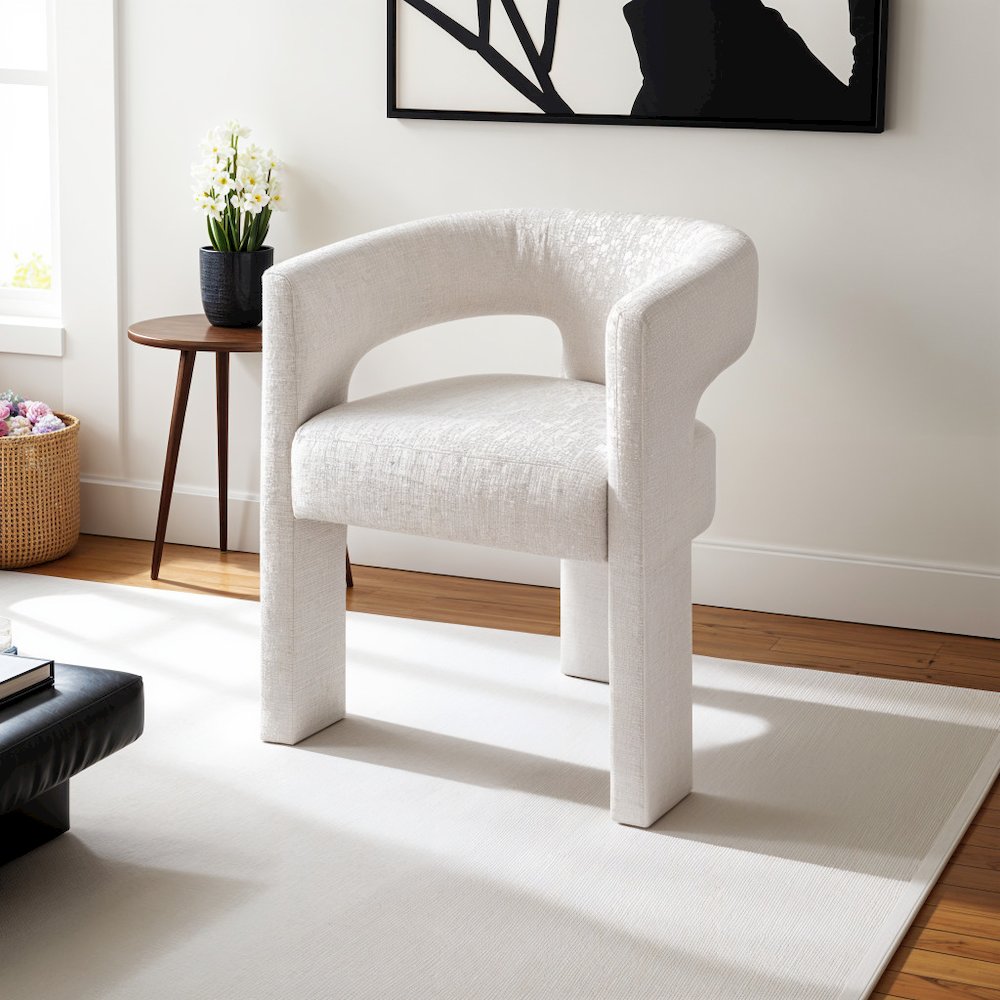 Elegant Brown Jacquard Upholstered Armchair with Plywood Base and Upholstery
