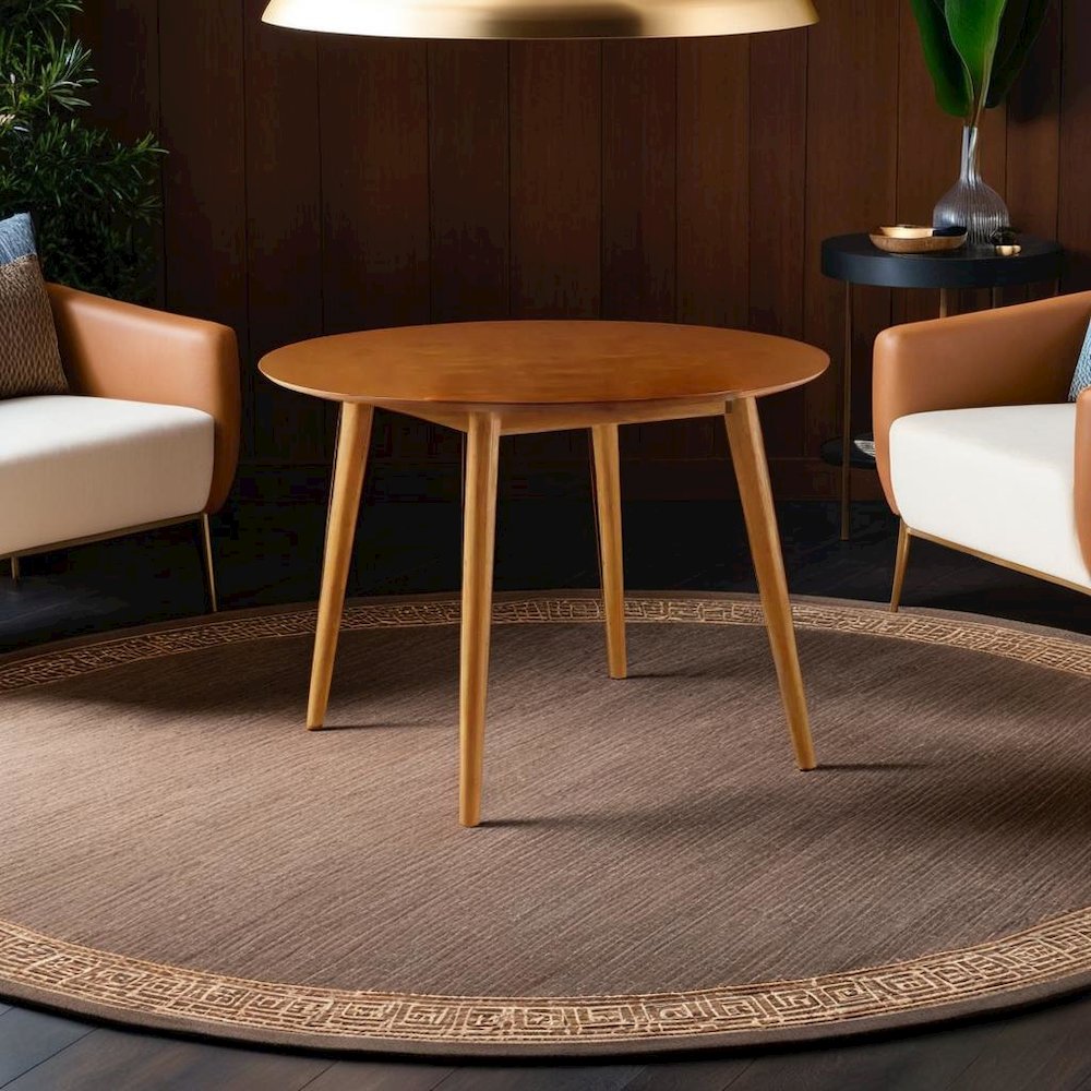 Stylish Round Dining Table in Acorn Finish for Compact Dining Spaces