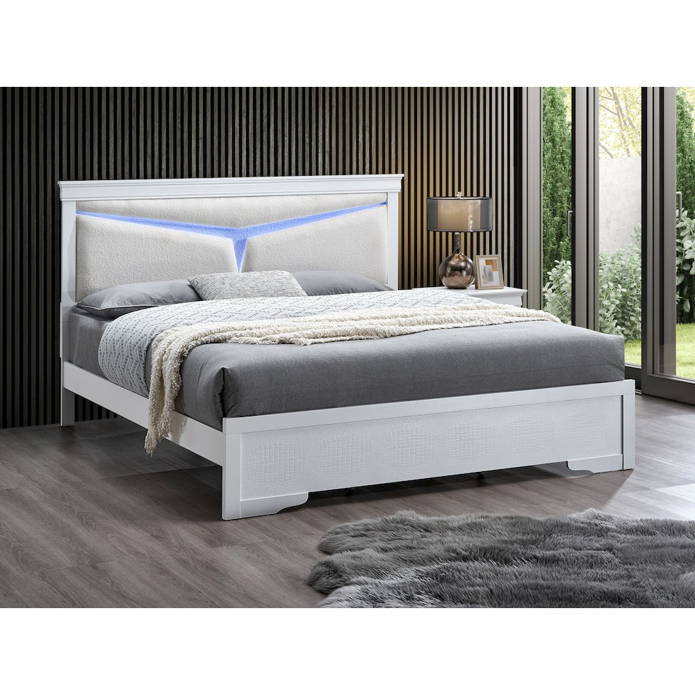 Glory Furniture Lorana King Bed, Sparkling White Color