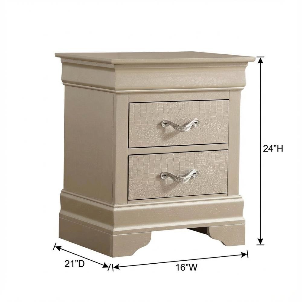 Champagne Nightstand with Dovetailed Drawers and Transitional Style