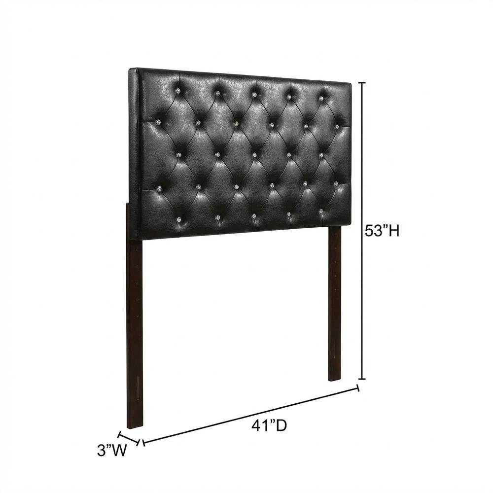 Black Twin Headboard with Casual Frame Construction and Screwed Bolted Design