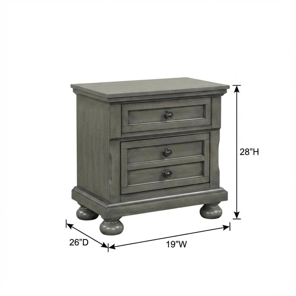 Contemporary Gray Nightstand with Dovetailed Drawers and Metal Glides
