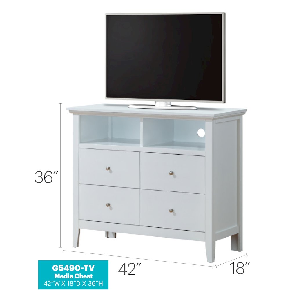 Glory Furniture Hammond Media Chest in White Color