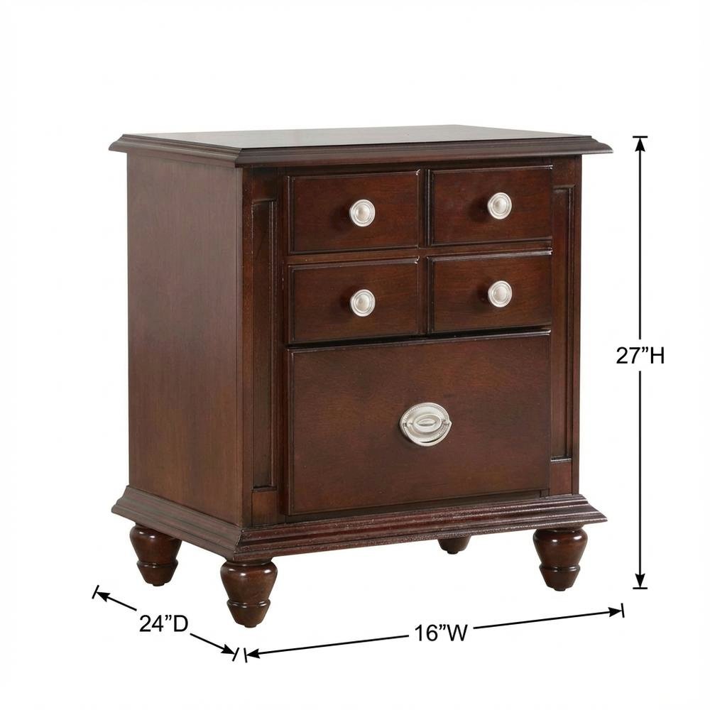 Cappuccino Nightstand with Dovetailed Drawers and Traditional Style