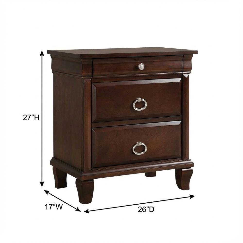 Cappuccino Nightstand with Dovetailed Drawers and Transitional Style