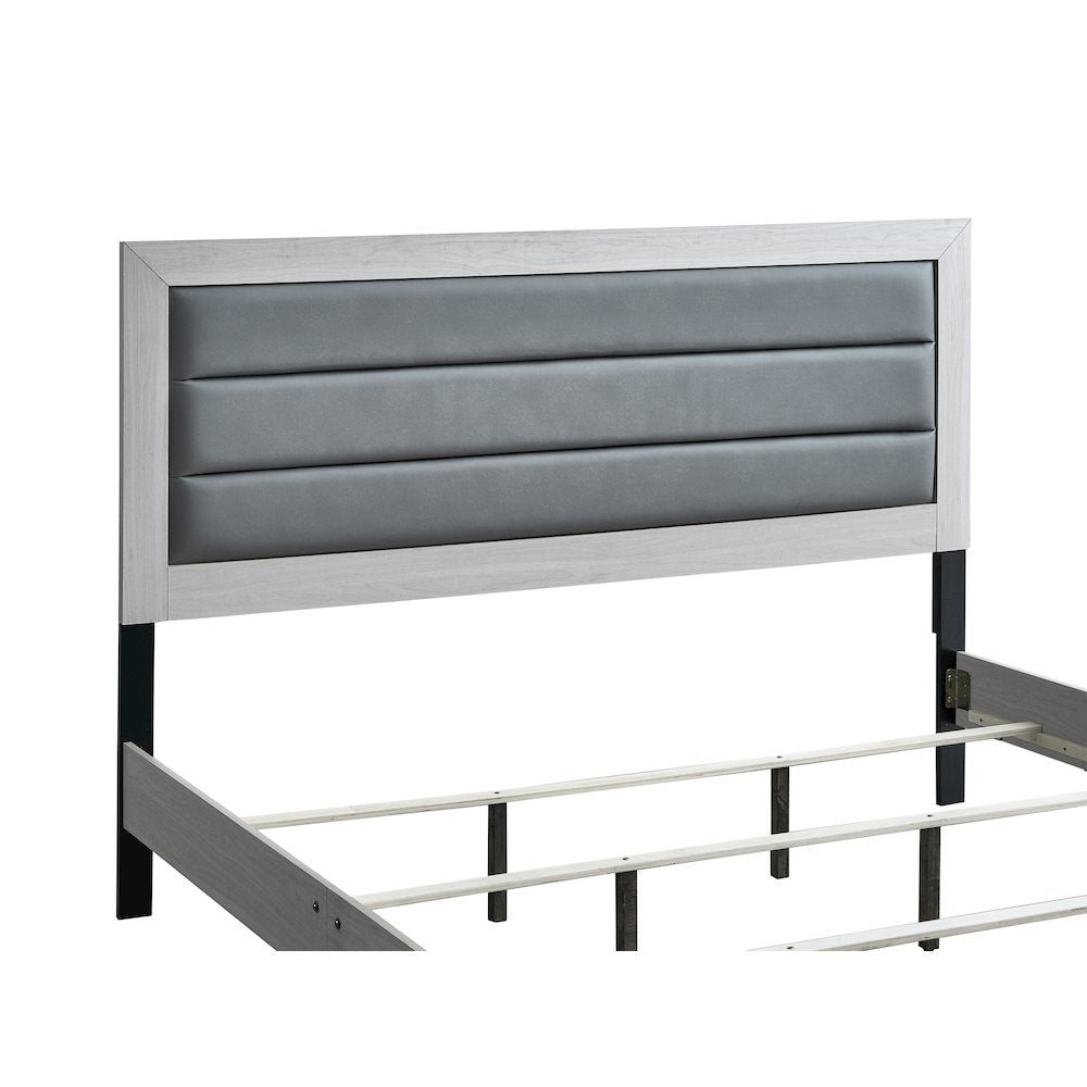 Wooden Platform Bed Frame with Headboard, Bedroom Bed Furniture, Beige, King