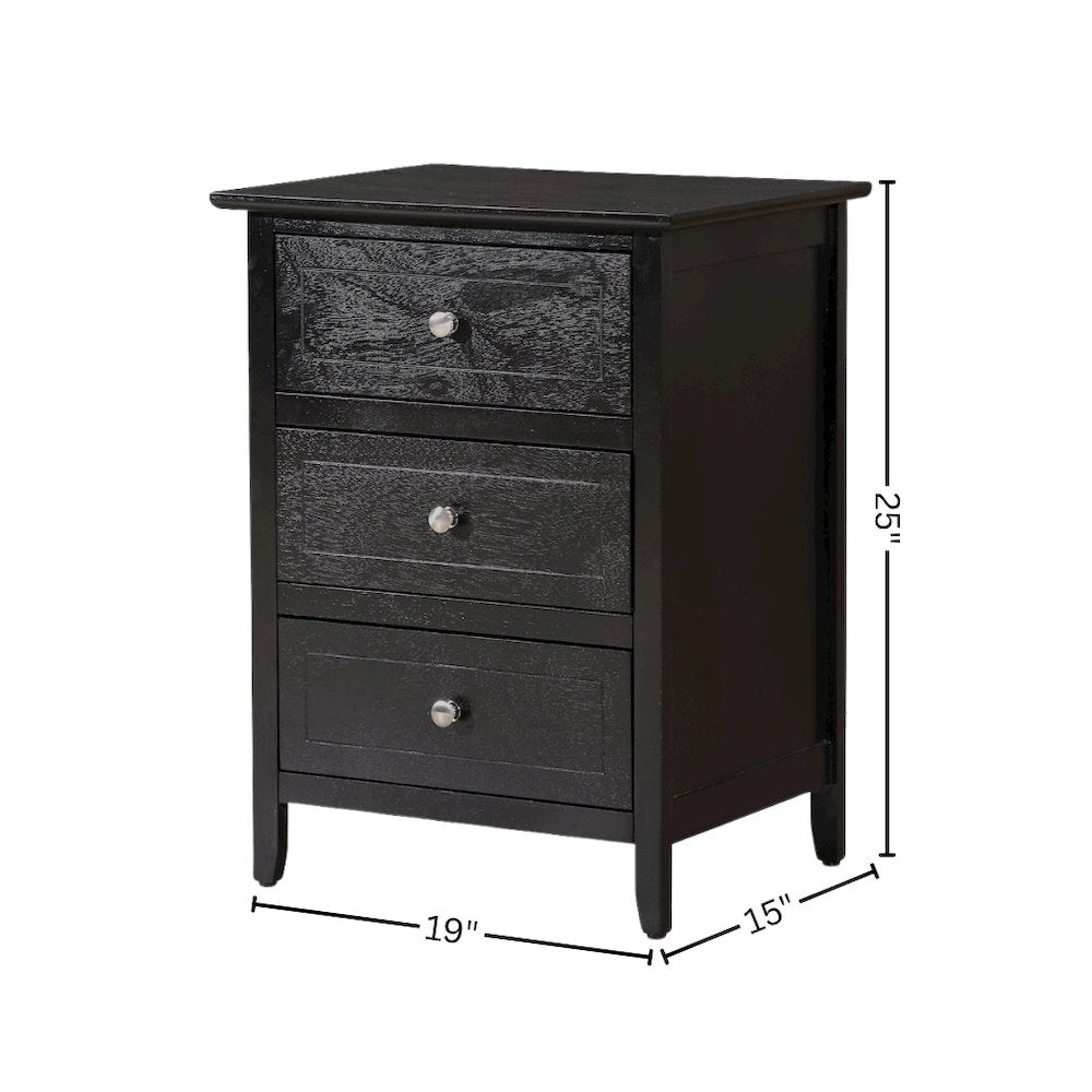 Nightstand with 3 Storage Drawers for Bedroom Organization