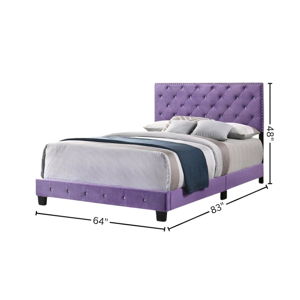 Elegant Purple Queen Bed Frame for Girls With Tufted Upholstered Design