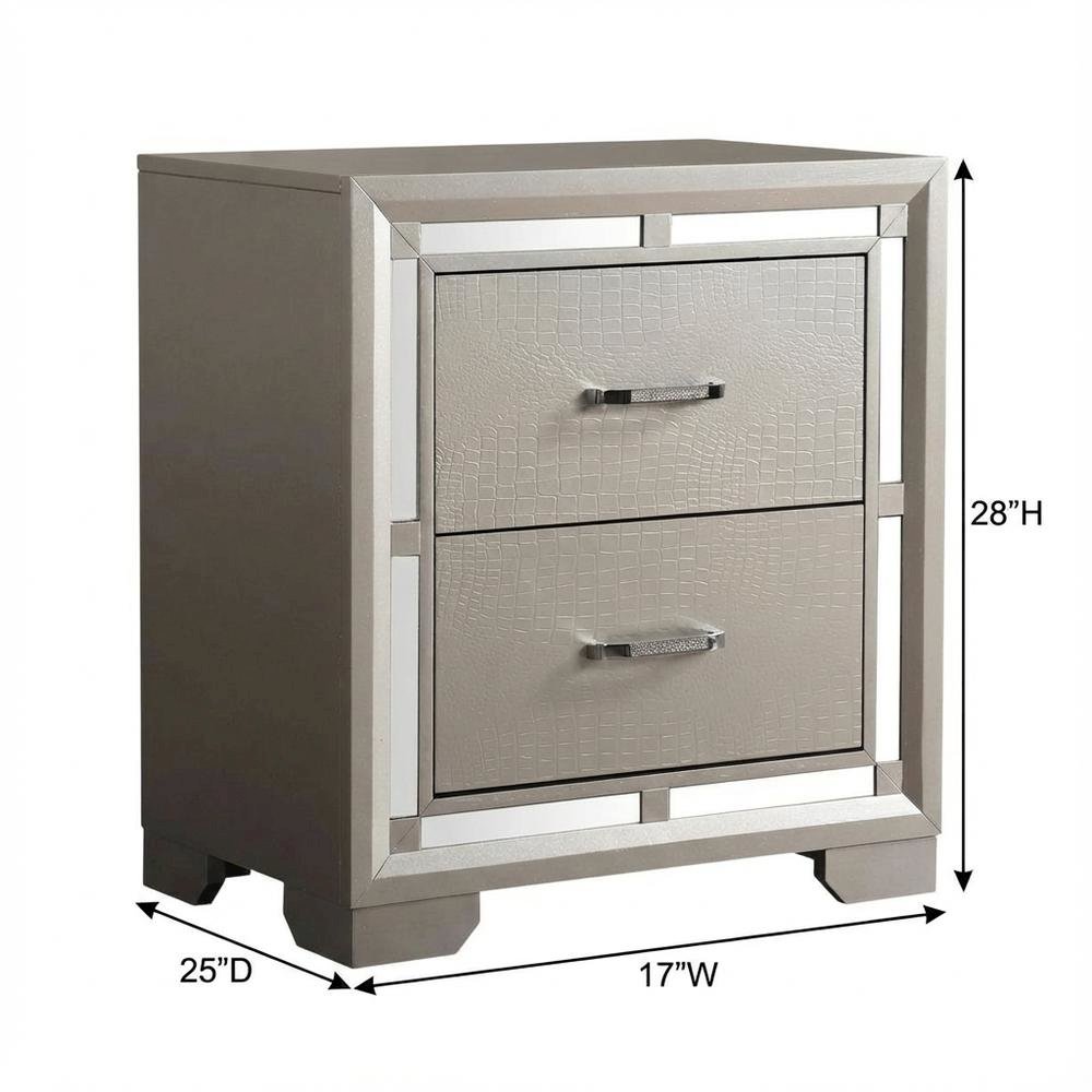 Champagne Nightstand with Dovetailed Drawers and Traditional Style