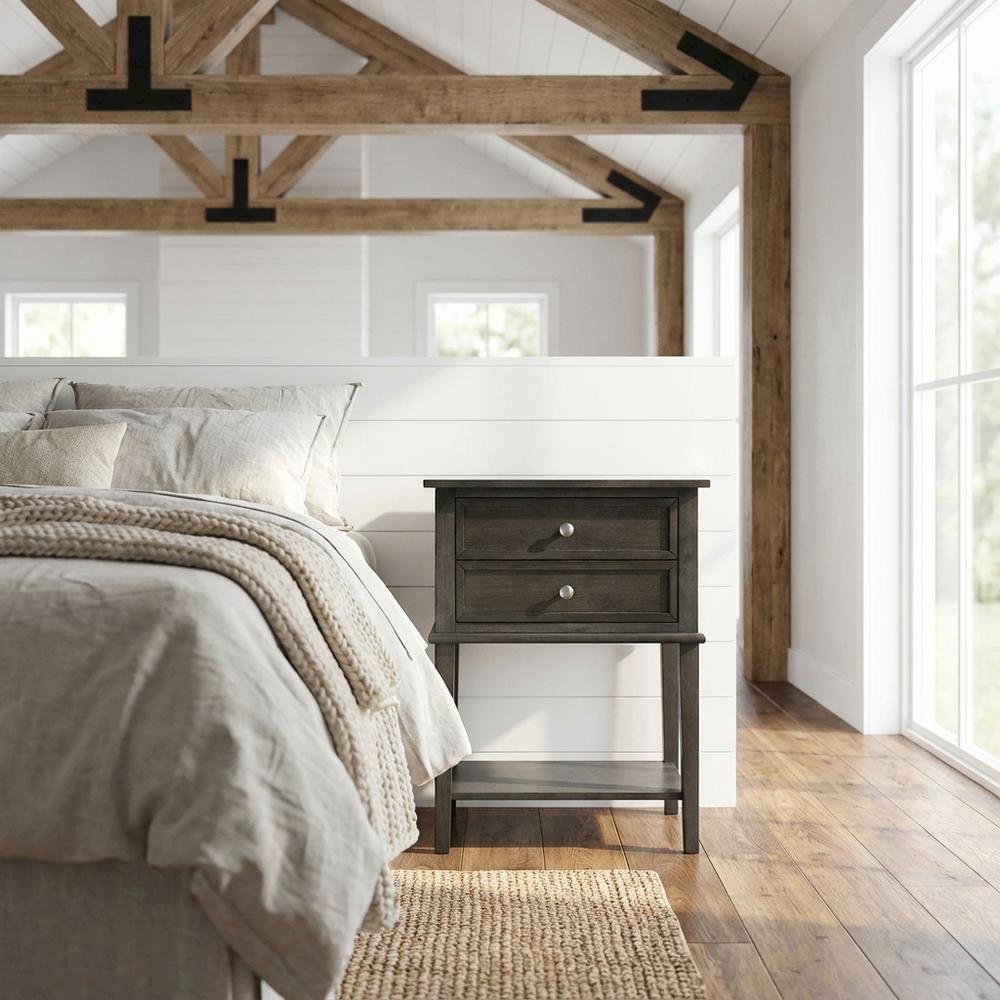 Gray Nightstand with Contemporary Style, Dovetailed Drawers, and Metal Glides