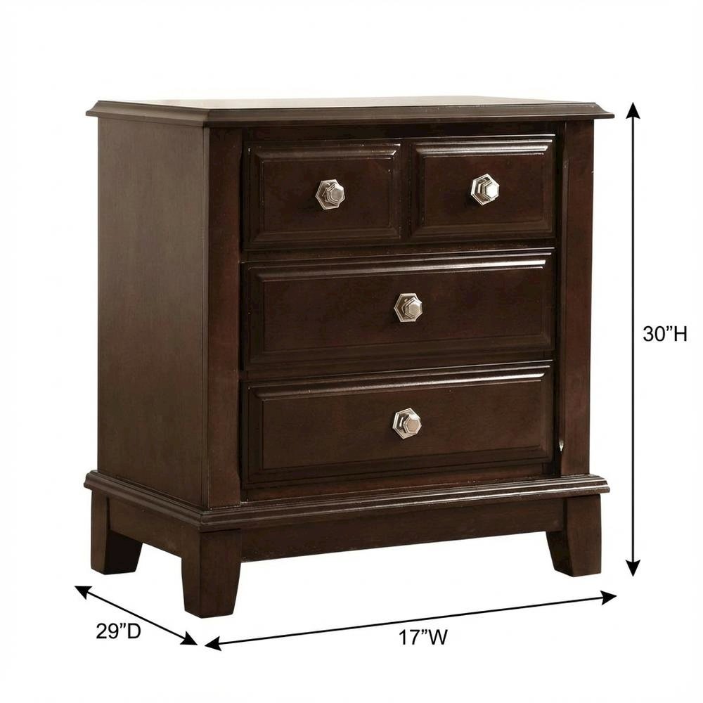 Cappuccino Nightstand with Dovetailed Drawers and Metal Glides