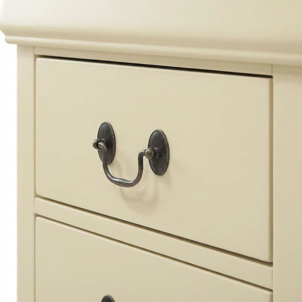 Beige Nightstand with Traditional Style and Multiple Drawers