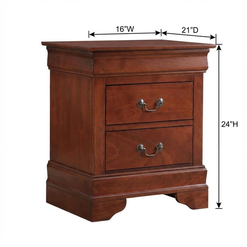 Traditional Cherry Nightstand with Dovetailed Drawers and Metal Glides