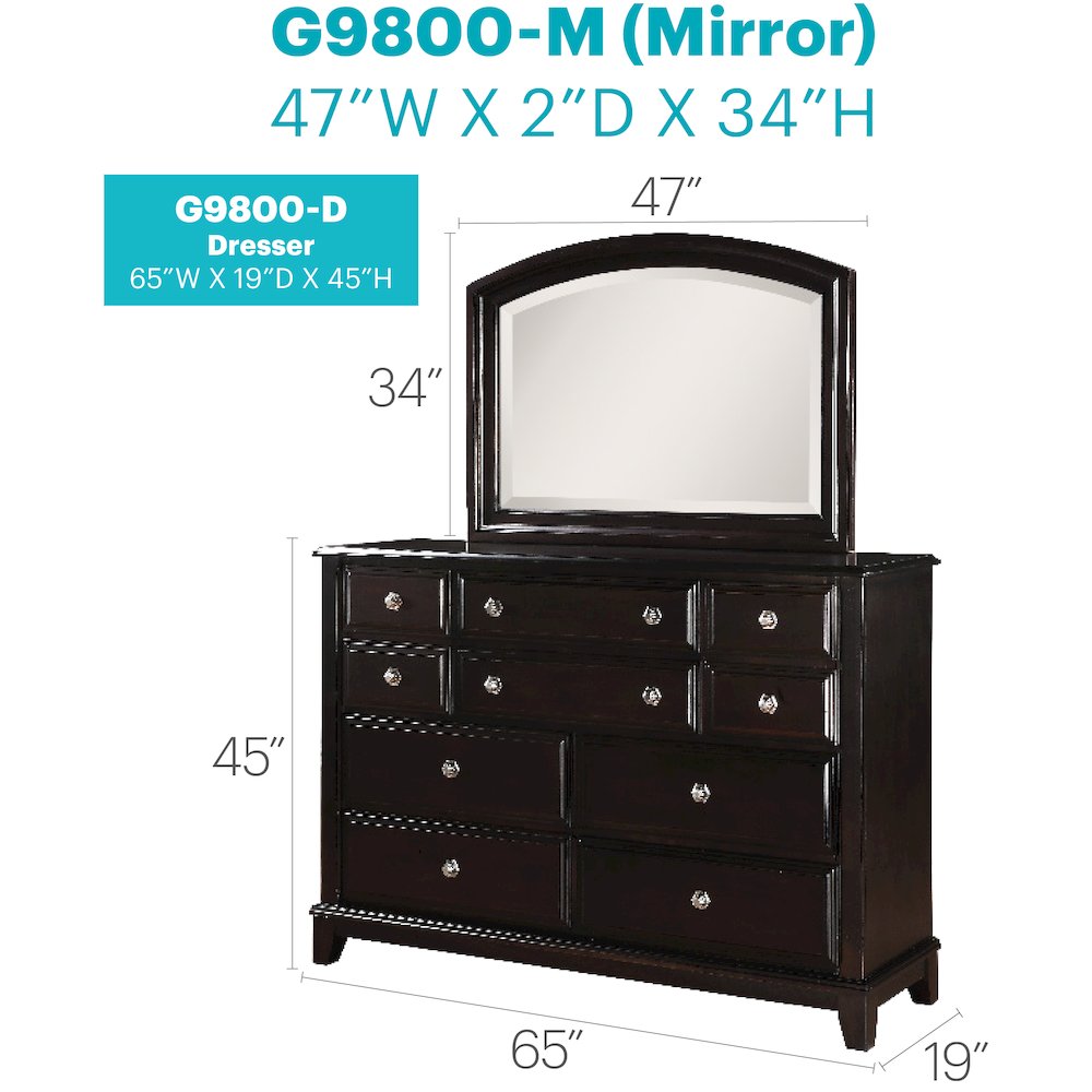 Glory Furniture Ashford Dresser in Cappuccino Color