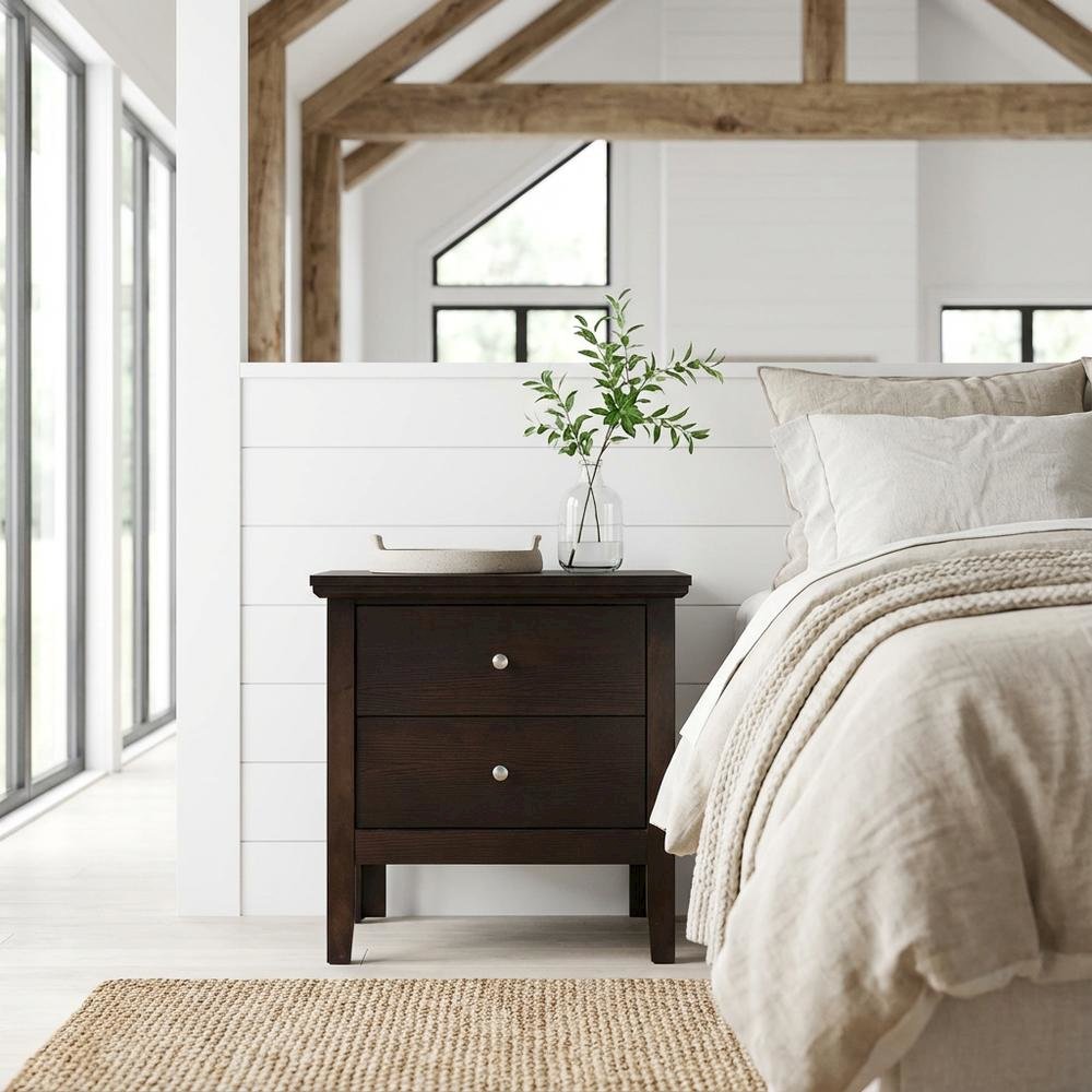 Espresso Nightstand with Transitional Design and Sturdy Construction