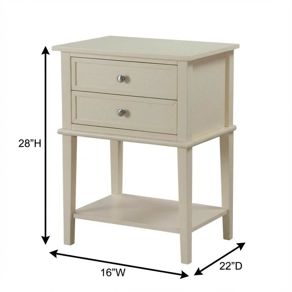 Beige Nightstand with Dovetailed Drawers and Contemporary Style