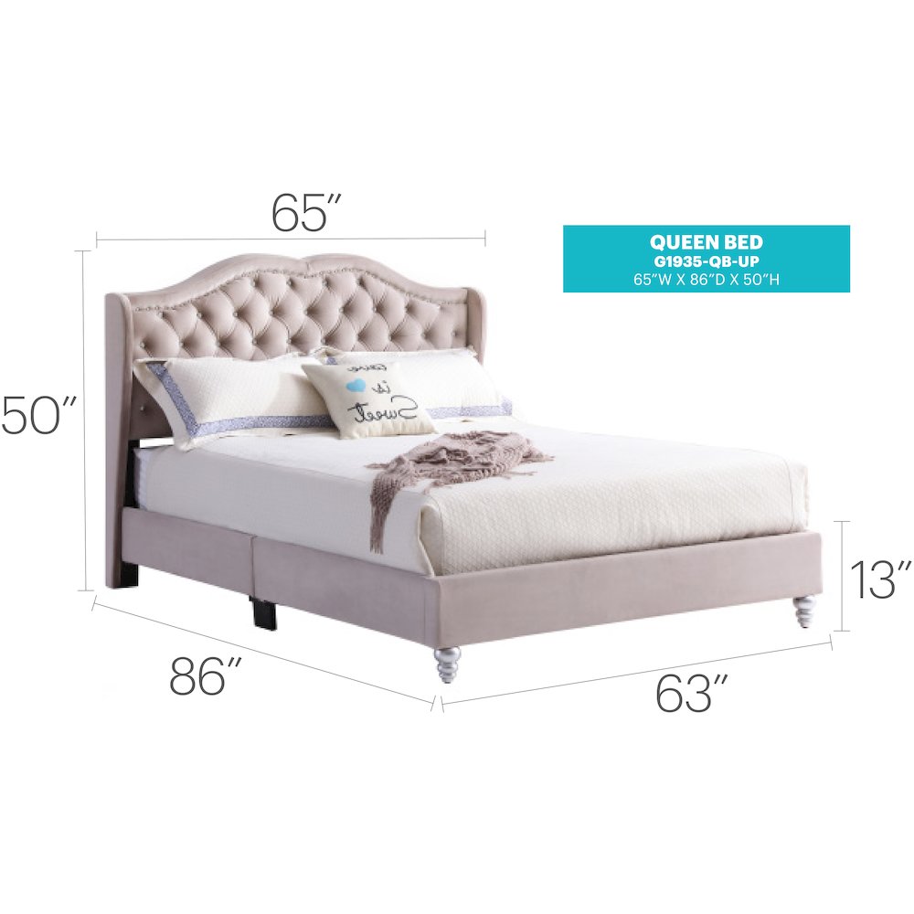 Glory Furniture Joy Queen Bed in Beige Color
