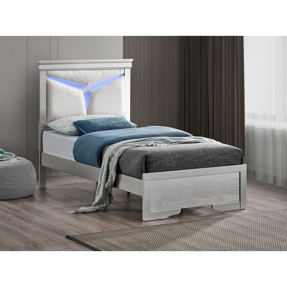 Glory Furniture Lorana Twin Bed, Silver Champagne Color