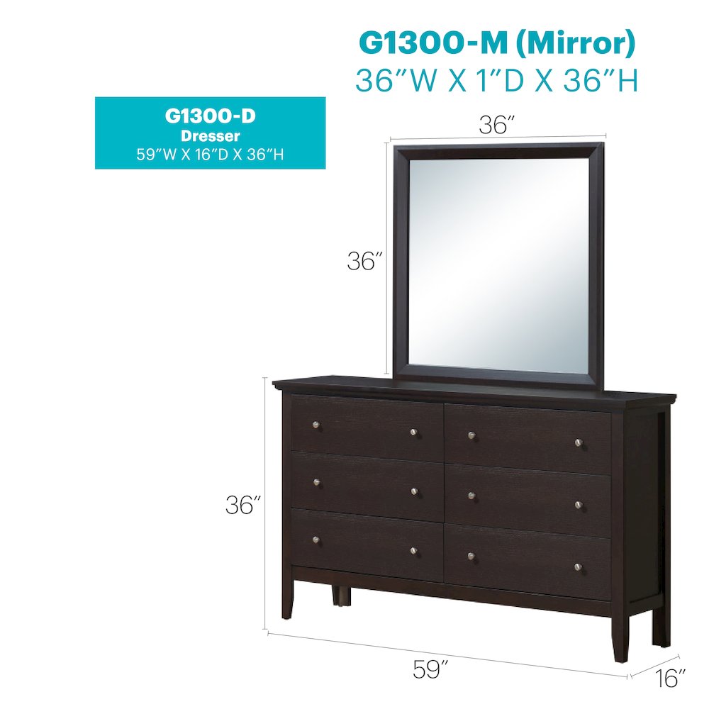 Glory Furniture Primo Dresser in Espresso Color