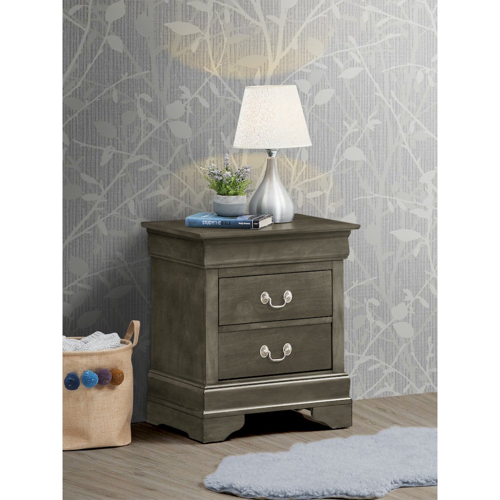 Glory Furniture LouisPhillipe Night Stand in Gray Color
