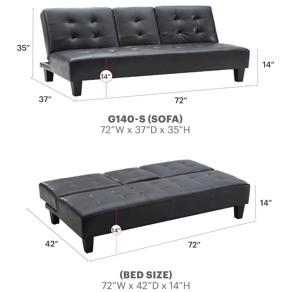 Glory Furniture Richie Sofa Bed in Black Color