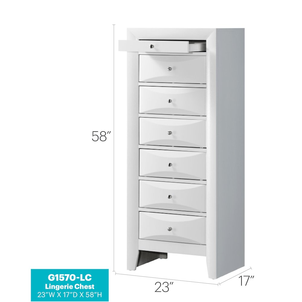 Glory Furniture Marilla Lingerie Chest in White Color