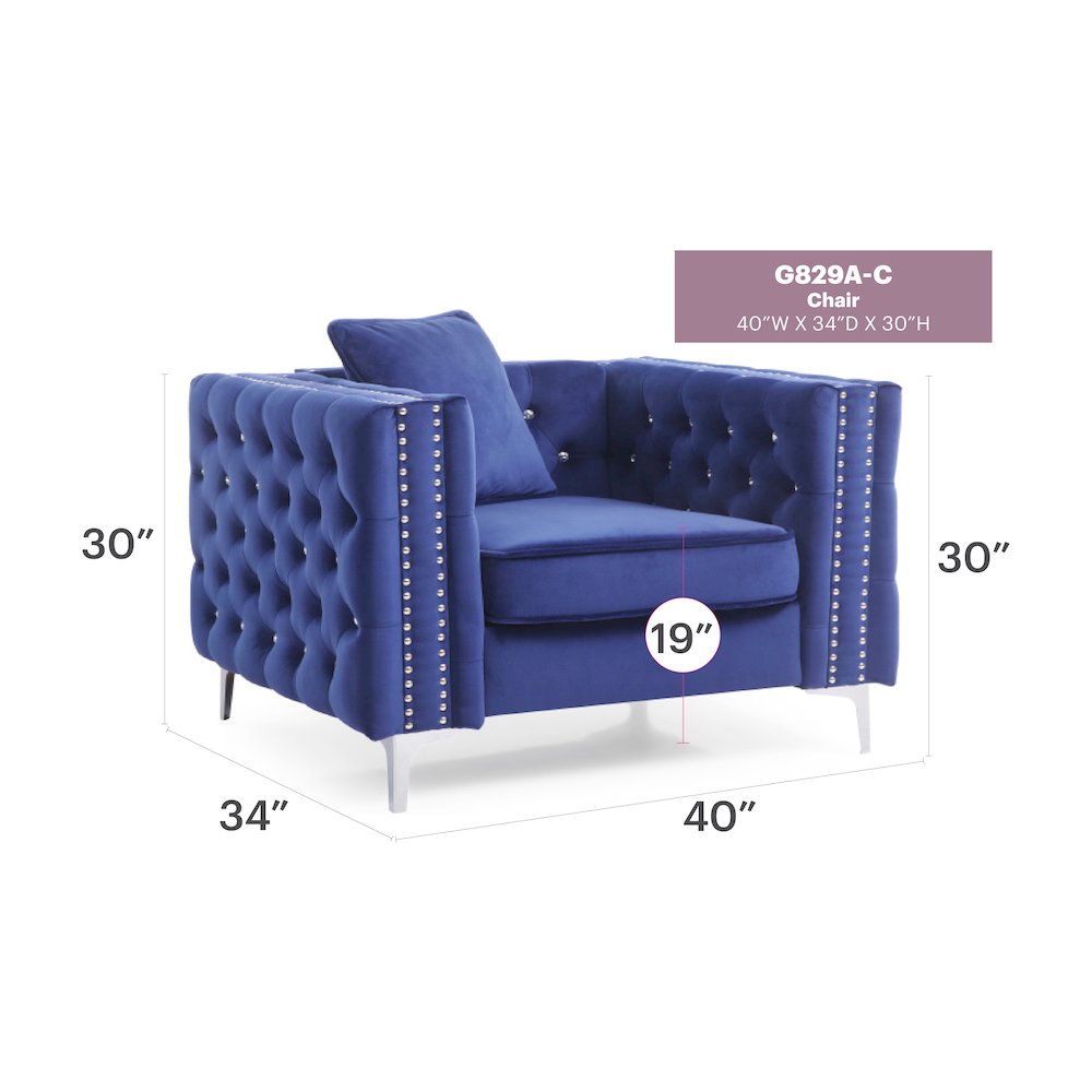 Glory Furniture Paige Accent Chair in Blue Color