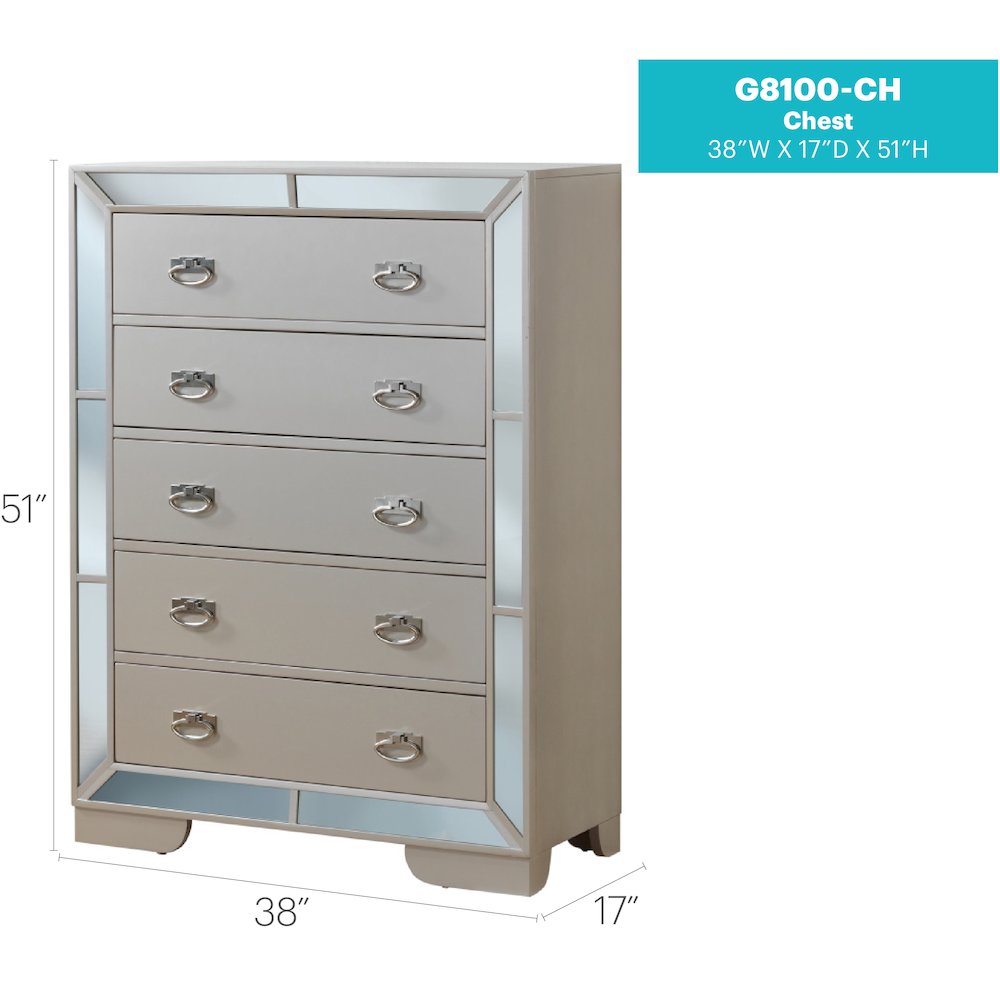 Glory Furniture Hollywood Hills Chest in Pearl Color