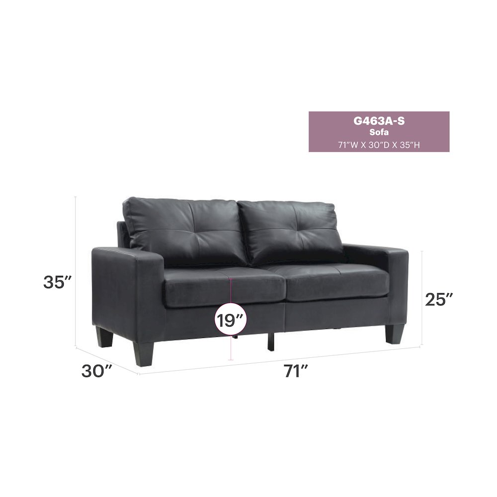 Glory Furniture Newbury Sofa in Black Color