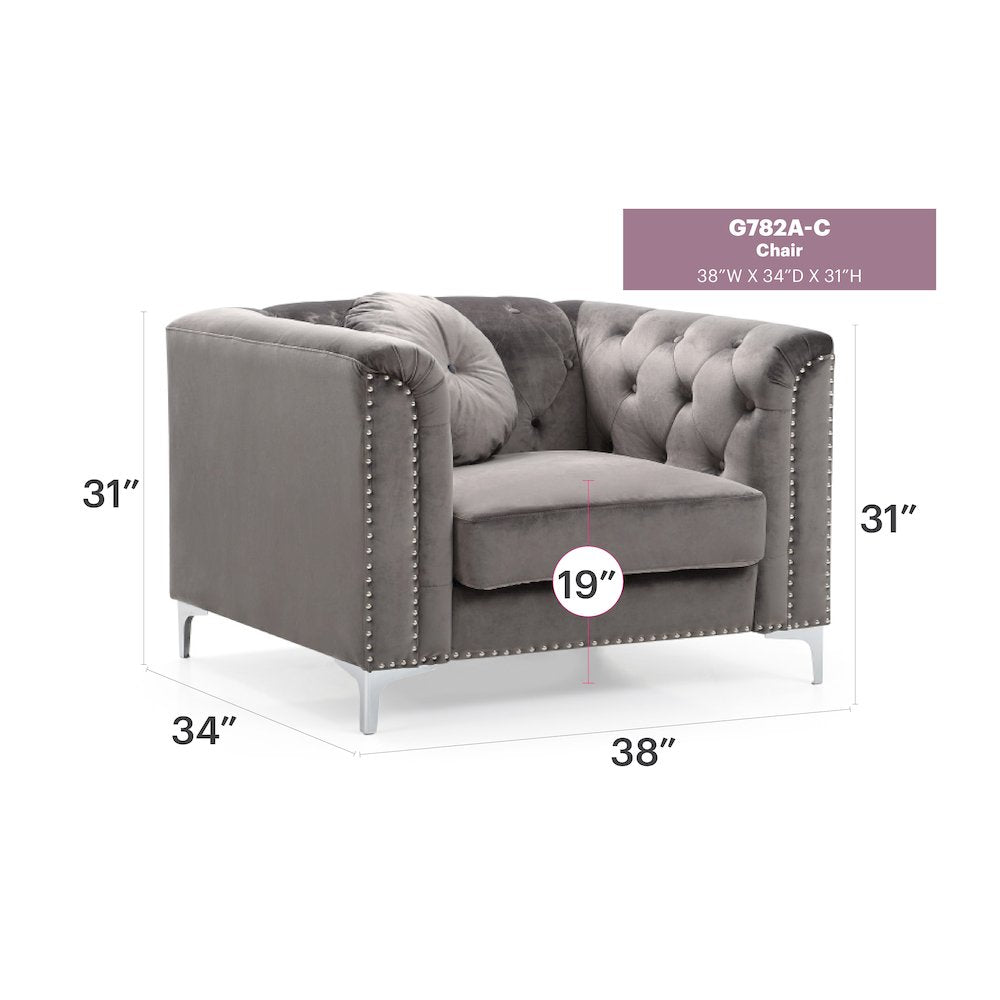 Glory Furniture Pompano Accent Chair in Dark Gray Color