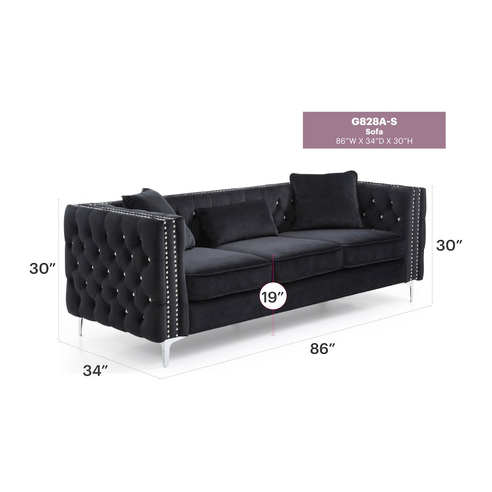 Glory Furniture Paige Sofa in Black Color