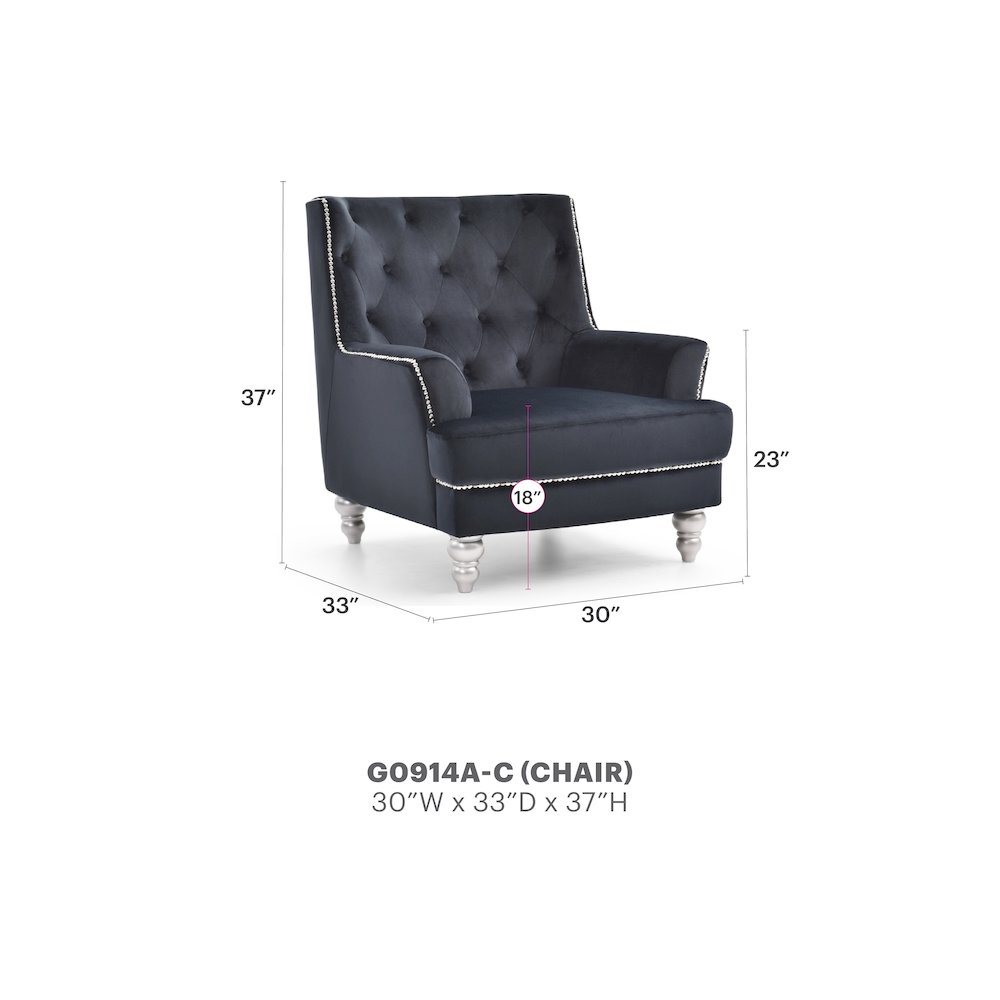 Glory Furniture Pamona Accent Chair in Black Color