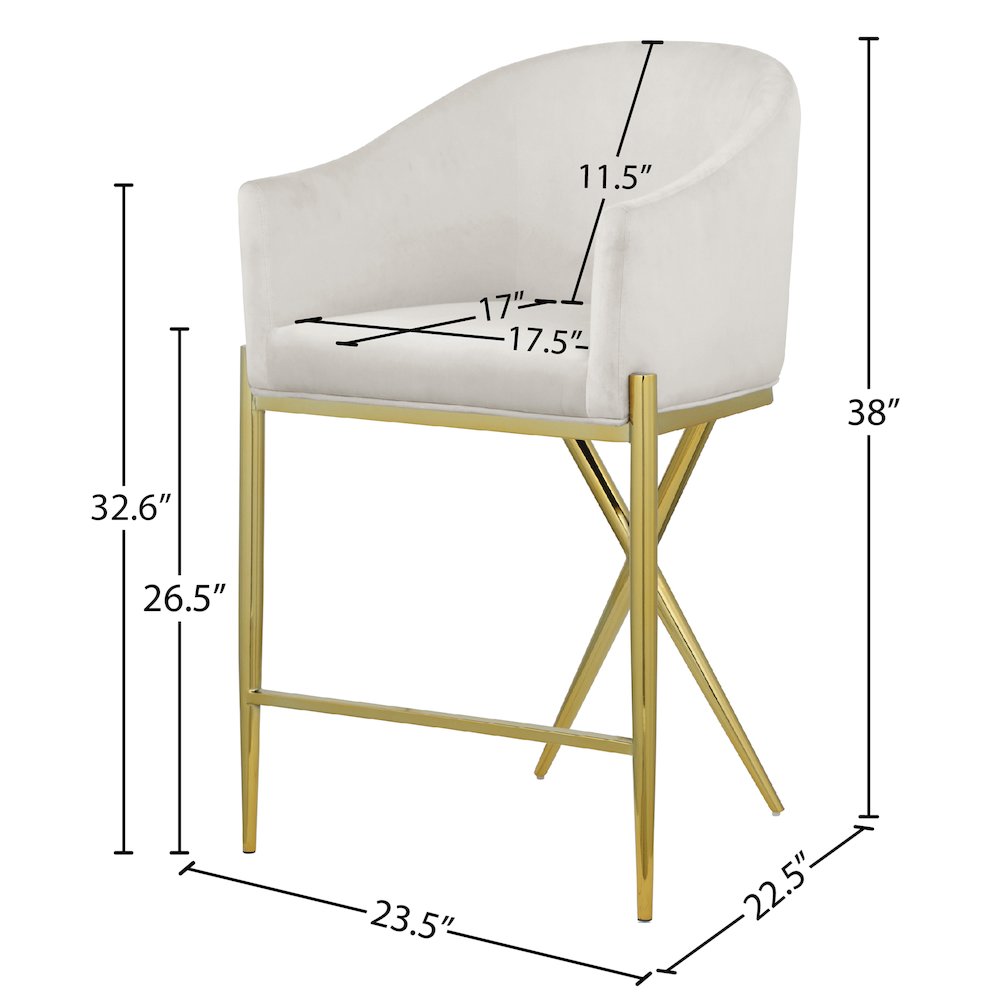 Xavier Cream Velvet Counter Stool