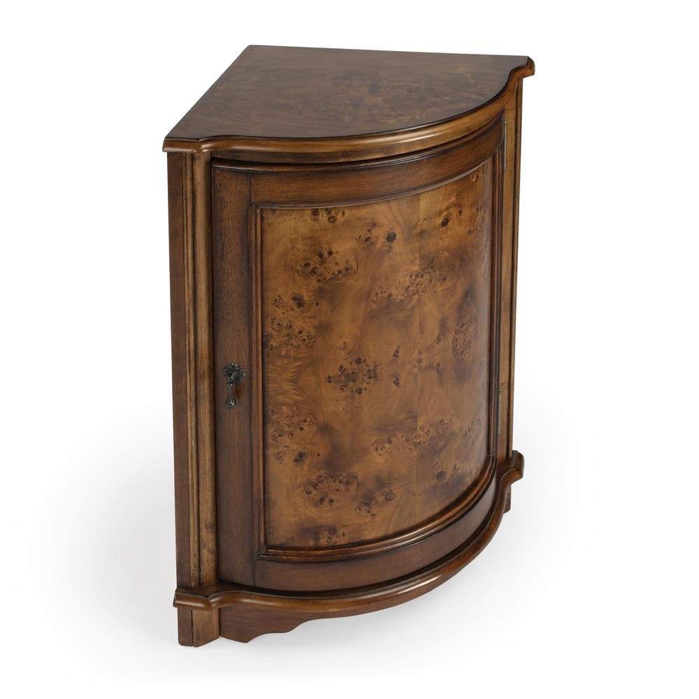 Medium Brown Small Corner Cabinet with Doors for Storage and Display