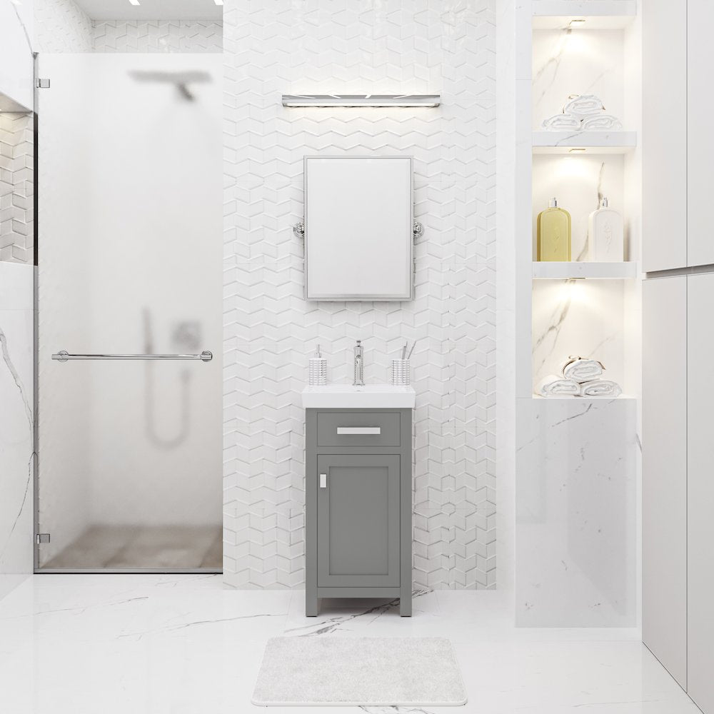 Mia 18 In. Integrated Ceramic Sink Top Vanity in Cashmere Grey