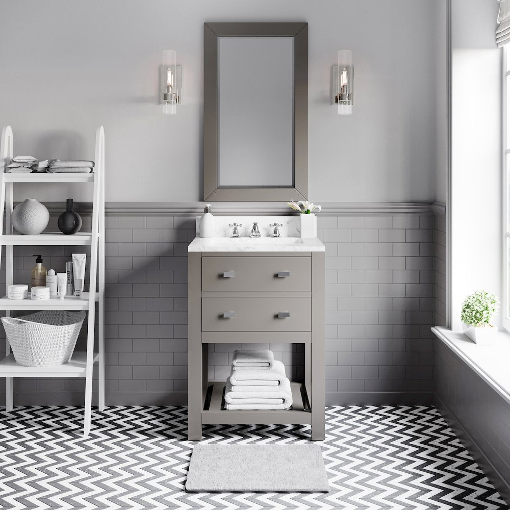 Madalyn 24 In. Single Sink Carrara White Marble Countertop Bath Vanity