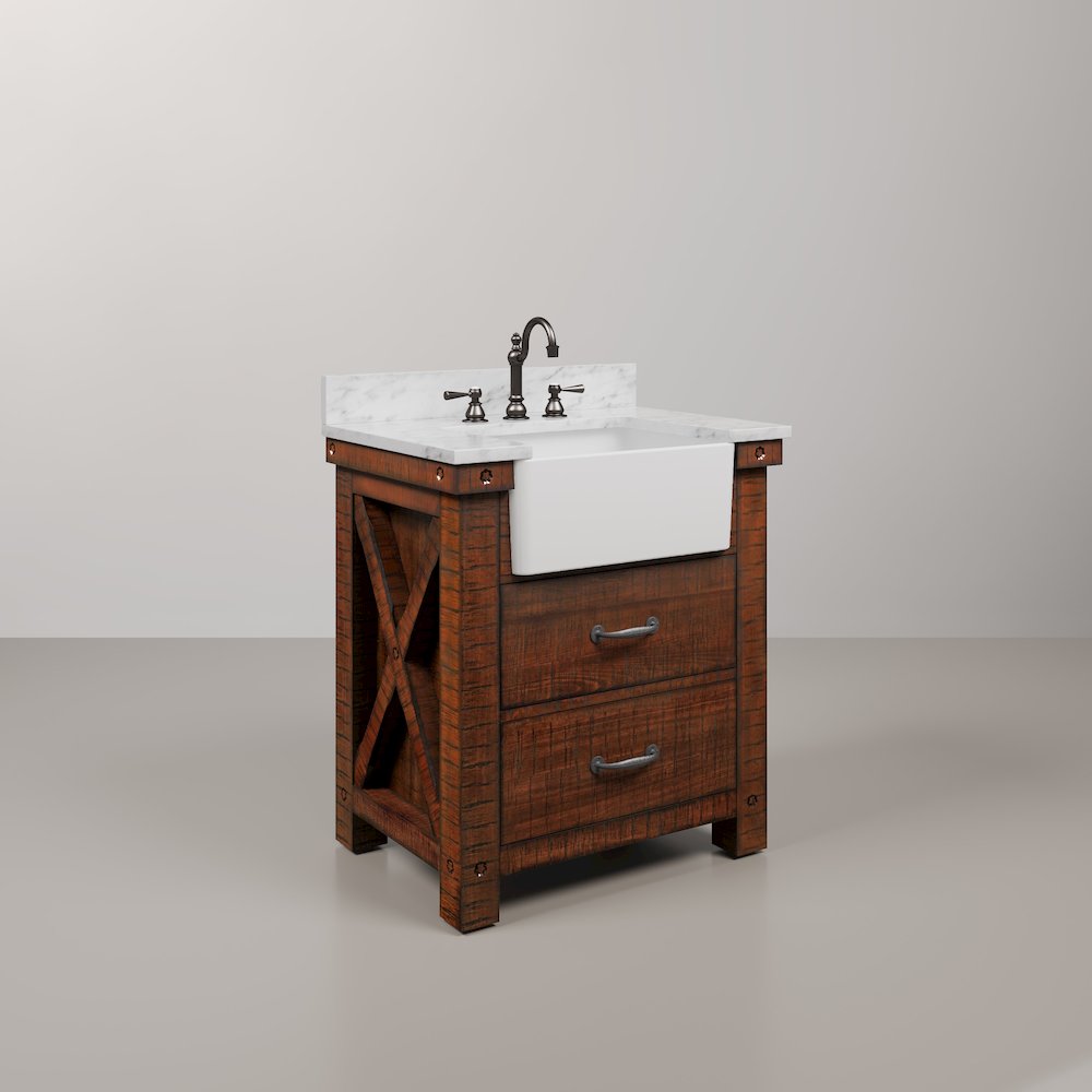 Paisley 30 In. Single Sink Carrara White Marble Countertop Bath Vanity