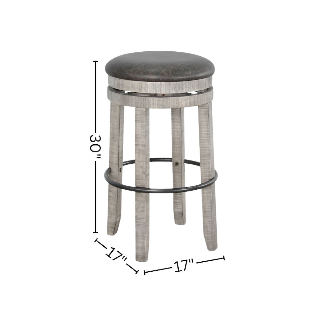 Gray Solid Wood Swivel Bar Stool, Cushion Seat for Counter Height Bar Stools