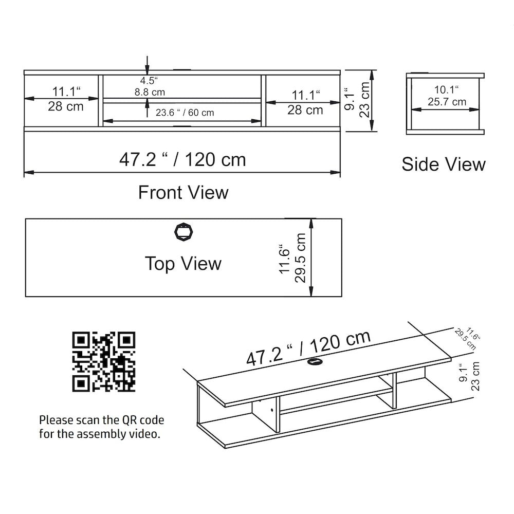 Pivot Floating Tv Stand - White