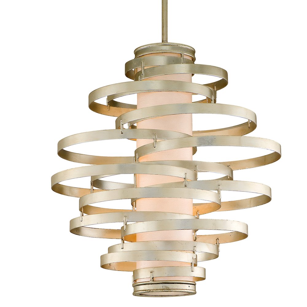 Vertigo Chandelier, Modern Silver Leaf