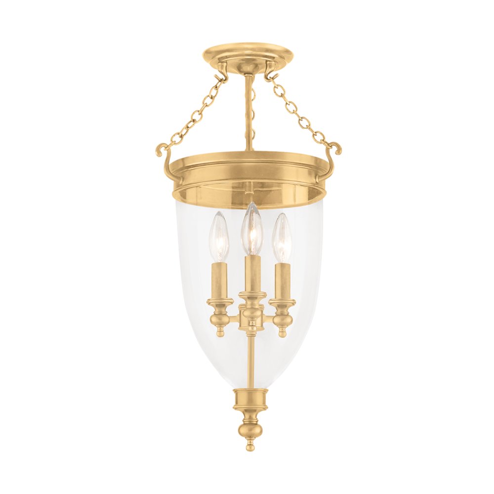 Hanover Semi Flush, Aged Brass