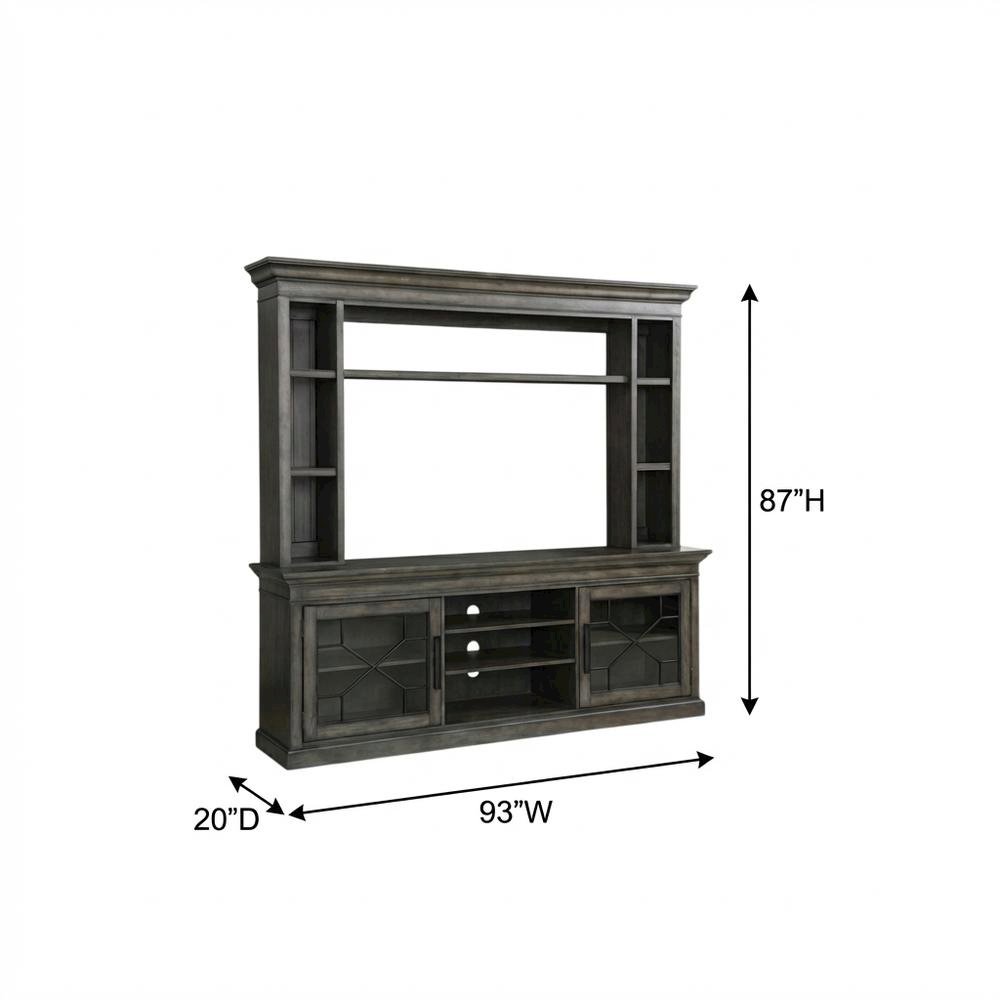Smokey Grey 92-In. Console with Hutch for Entertainment Room Storage