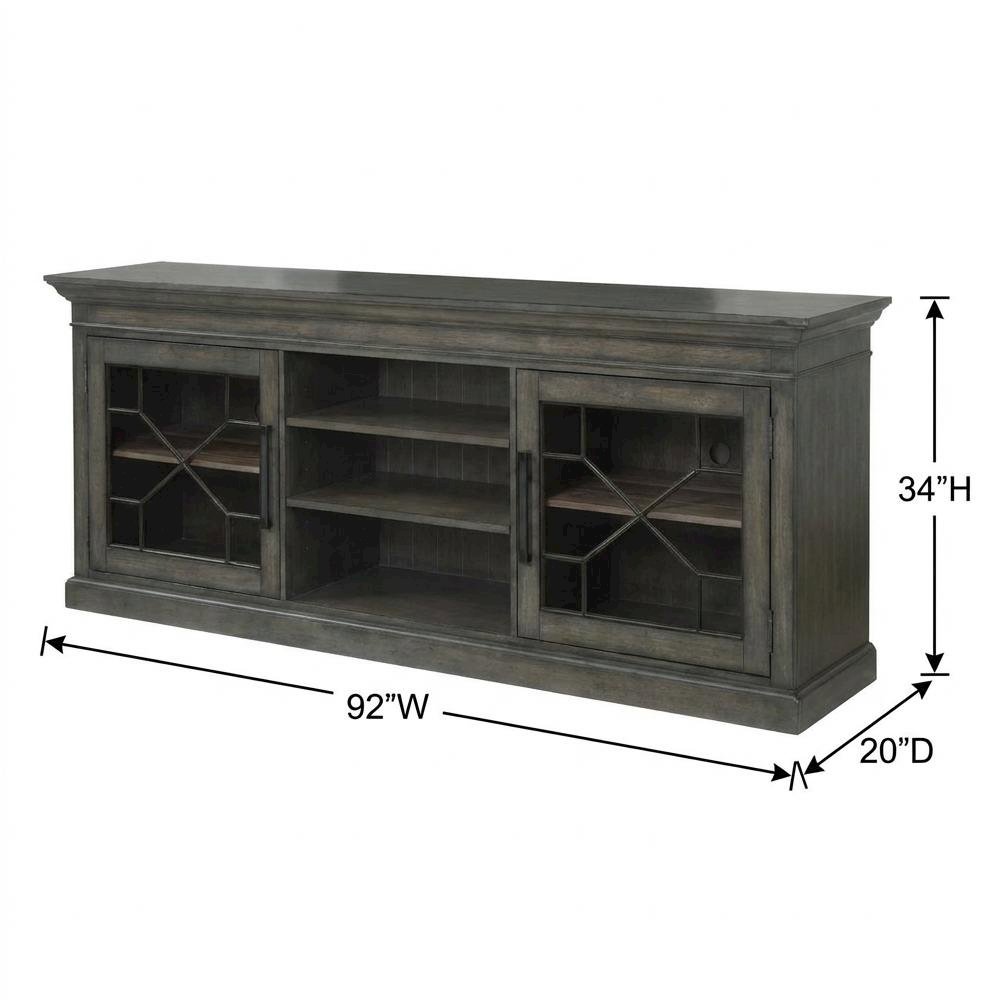 Smokey Grey TV Console, Rustic Traditional Style, Solid Mango Construction