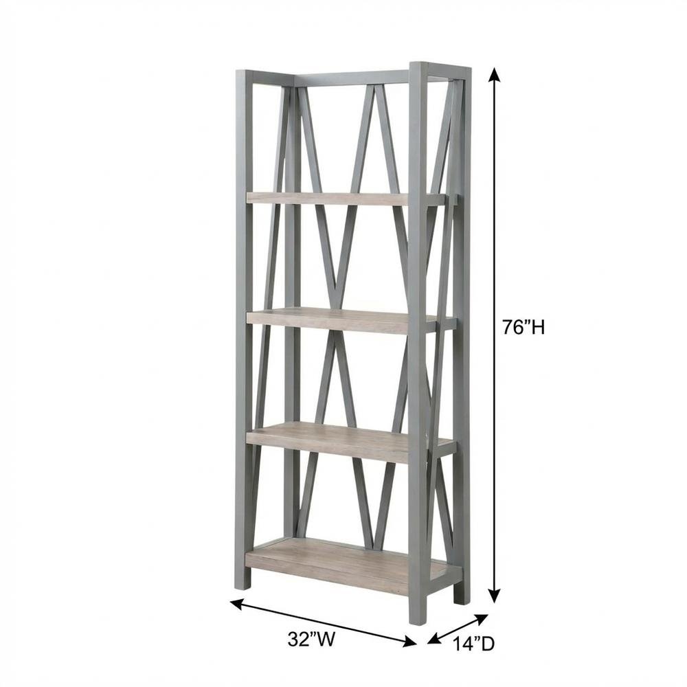 Grey Modern Bookcase with Factory-Style American Traditional Design
