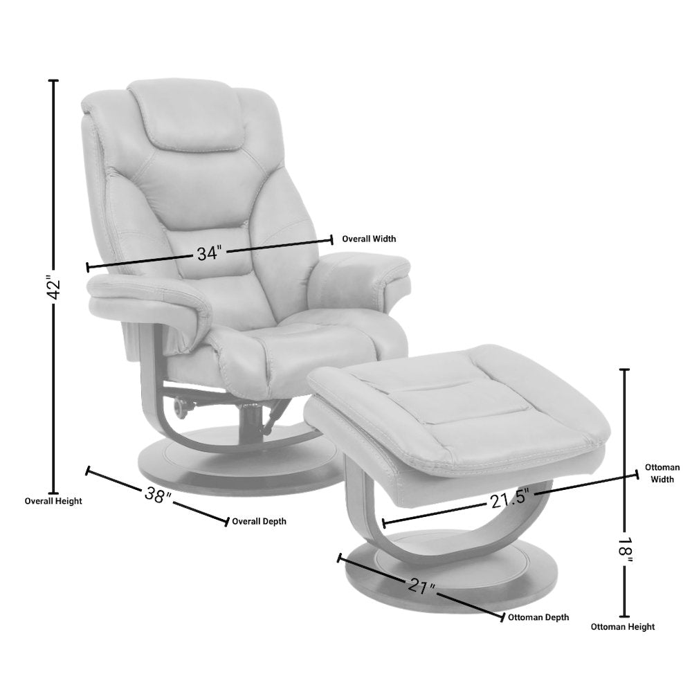 Brown Leather Lounge Chair with Ottoman – Modern Swivel Recliner TV Chair