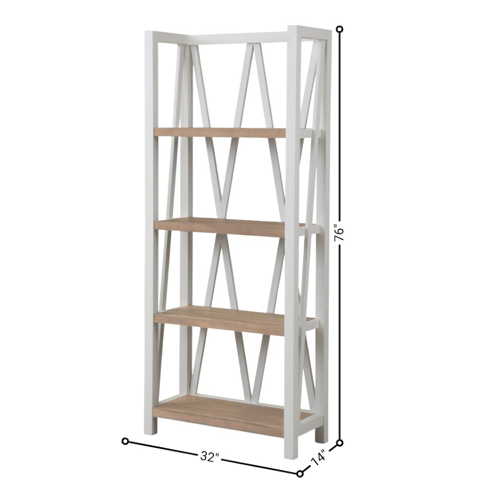 White Wooden Bookshelve, Tall Bookcase with 4-Tier Wood Bookshelf Design