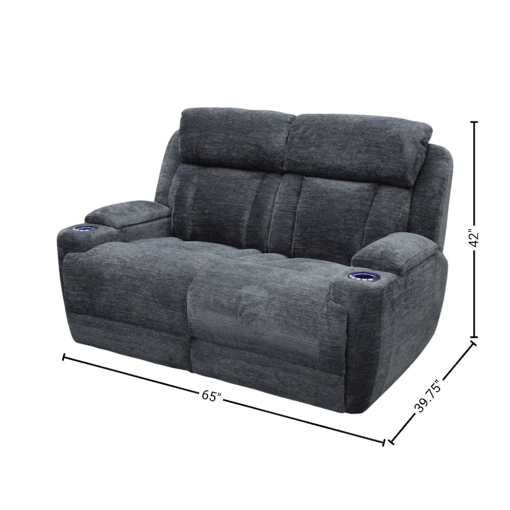 Gray Reclining Loveseat, Recliner Sofa Seating for RV and Living Room