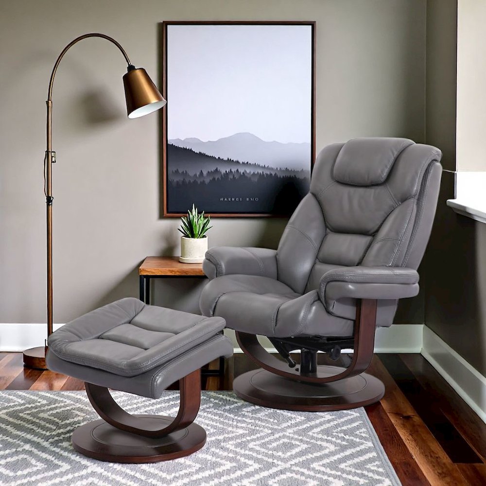 Gray Swivel Recliner Chair With Ottoman, Chair and Ottoman Set of 2-pcs